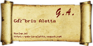 Gábris Aletta névjegykártya