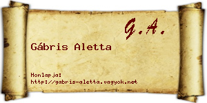 Gábris Aletta névjegykártya